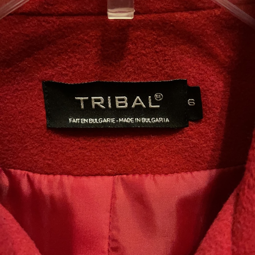 Red Wool Zip Front Blazer, Jacket - image 2